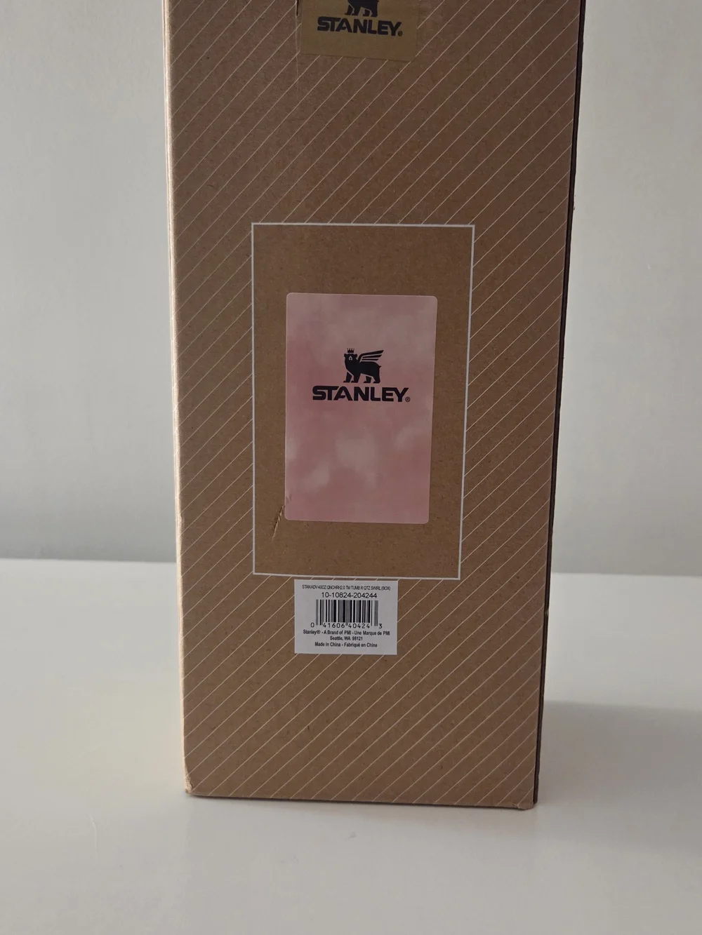 Stanley FlowState Tumbler 40 Oz - Peach Tie Dye With A Pink Lid And Handle